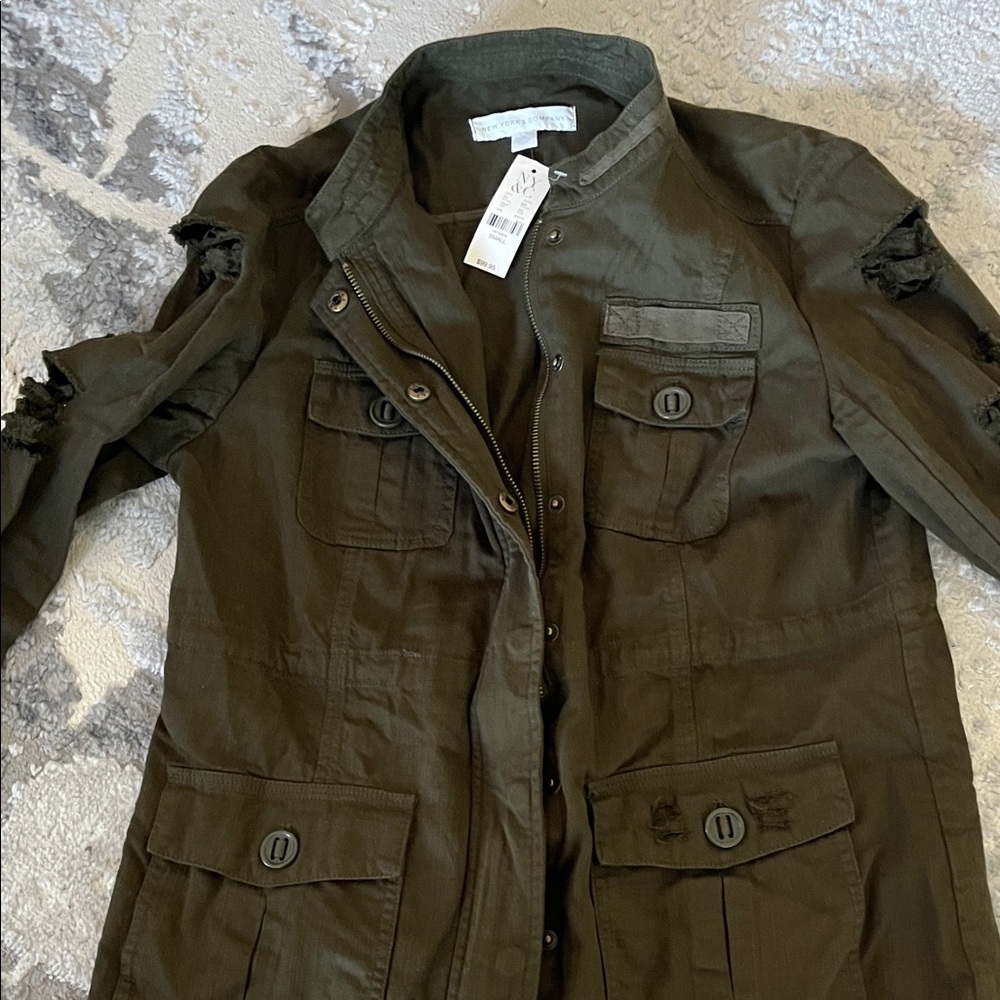 New York & Company Dark Green Utility Jacket